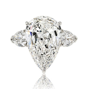 0.70 carat Pear Shape Diamond E/VVS1 6.29ct F VS1 Pear Cut Three Stone Ring