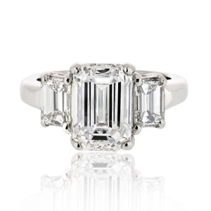 3 carat Emerald Cut Diamond J/VS1 GIA Three Stone Diamond Ring