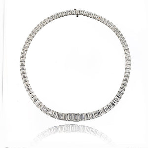 74cttw Emerald Cut GIA Diamond Tennis Necklace