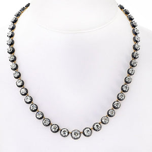 Euros 18K Yellow Gold & Silver Old European Repro Necklace 40.01cttw Necklace