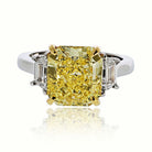 5 carat Radiant Cut Diamond Fancy Yellow GIA D color Traps Ring