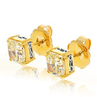 4.04cttw Radiant Cut Fancy Yellow Diamond Stud Earrings