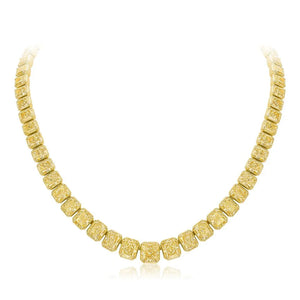 Exceptional 70.52cttw Radiant Diamond Collar 18K Yellow Gold Necklace