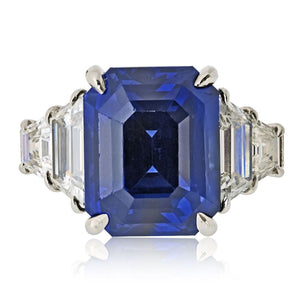 14 carat Blue Sapphire And Diamond Three Stone Ring