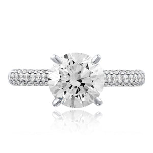 2.5ct Round Cut Diamond Triple Pave Engagement Ring