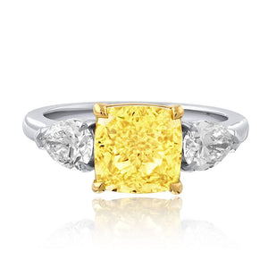 3.01ct Cushion Cut VVS2 Clarity Three Stone Diamond Engagement Ring