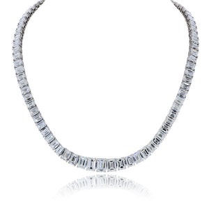 Platinum 79.26cttw Emerald Cut Diamond GIA Necklace