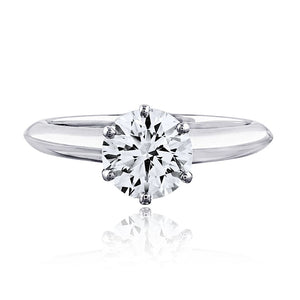 Tiffany & Co. Platinum Classic 6 Prong 1.56ct H VS2 Round Cut Ring