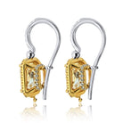 4.02 cttw Fancy Yellow Radiant Cut Diamond Drop Earrings