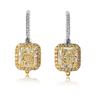 4.02 cttw Fancy Yellow Radiant Cut Diamond Drop Earrings