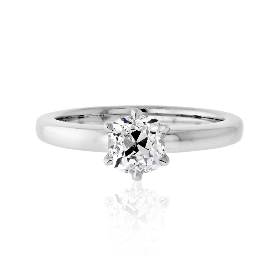 1.06 carat Old Mine Cut Diamond F SI1 GIA Solitaire Engagement Ring The Back Vault