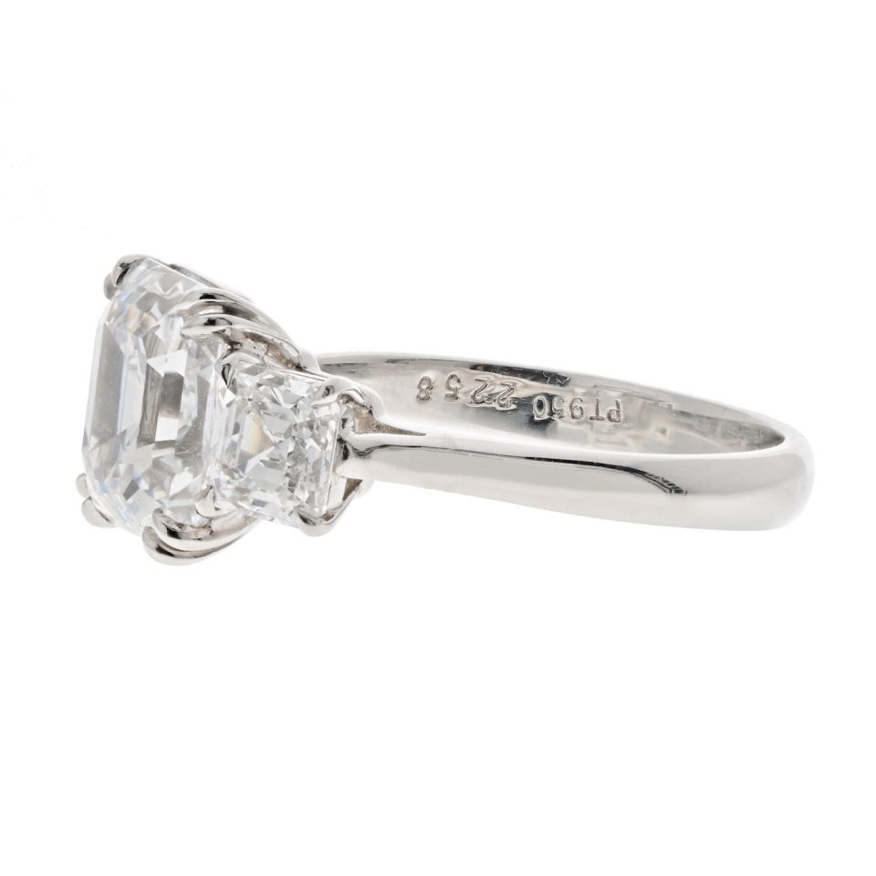 Ascher Cut 3 carat Emerald Cut Diamond D/VVS2 GIA Ring - The Back Vault