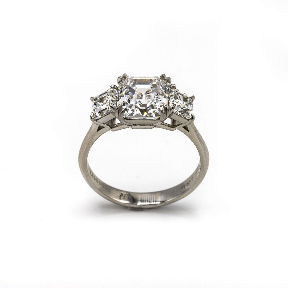 Ascher Cut 3 carat Emerald Cut Diamond D/VVS2 GIA Ring - The Back Vault