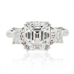 Ascher Cut 3 carat Emerald Cut Diamond D/VVS2 GIA Engagement Ring