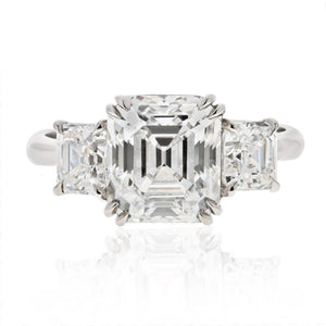 Ascher Cut 3 carat Emerald Cut Diamond D/VVS2 GIA  Ring