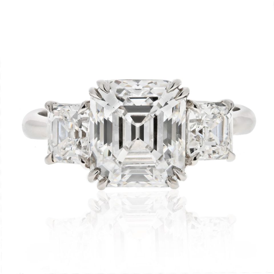 Ascher Cut 3 carat Emerald Cut Diamond D/VVS2 GIA Ring - The Back Vault