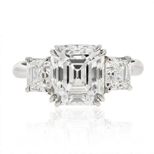 Ascher Cut 3 carat Emerald Cut Diamond D/VVS2 GIA  Ring