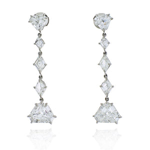 Platinum 6.74 Carats Dangling Diamond Drop Earrings