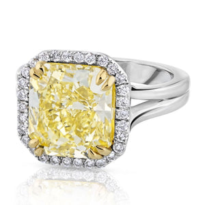 5 carat Radiant Cut Diamond Fancy Yellow GIA  Ring