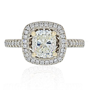 1.01 carat Cushion Cut Diamond I/VS2 GIA Halo Engagement Ring