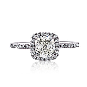 0.91ct Cushion Cut J VS2 GIA Halo Set Diamond Engagement Ring
