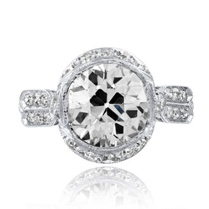 3.40ct Old European Cut M color SI2 clarity Diamond Engagement Ring