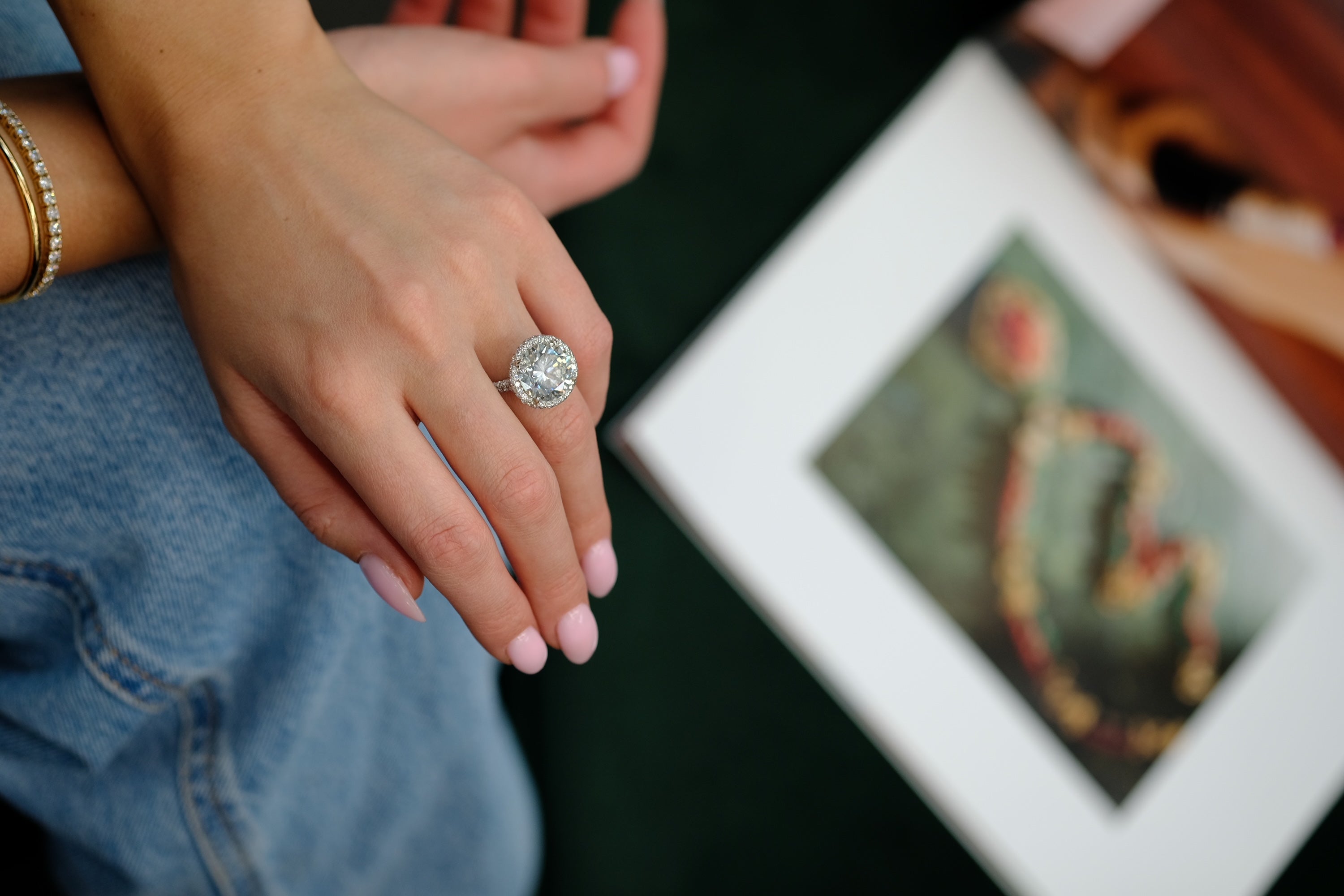 9 carat Round Diamond Halo Engagement Ring - The Back Vault