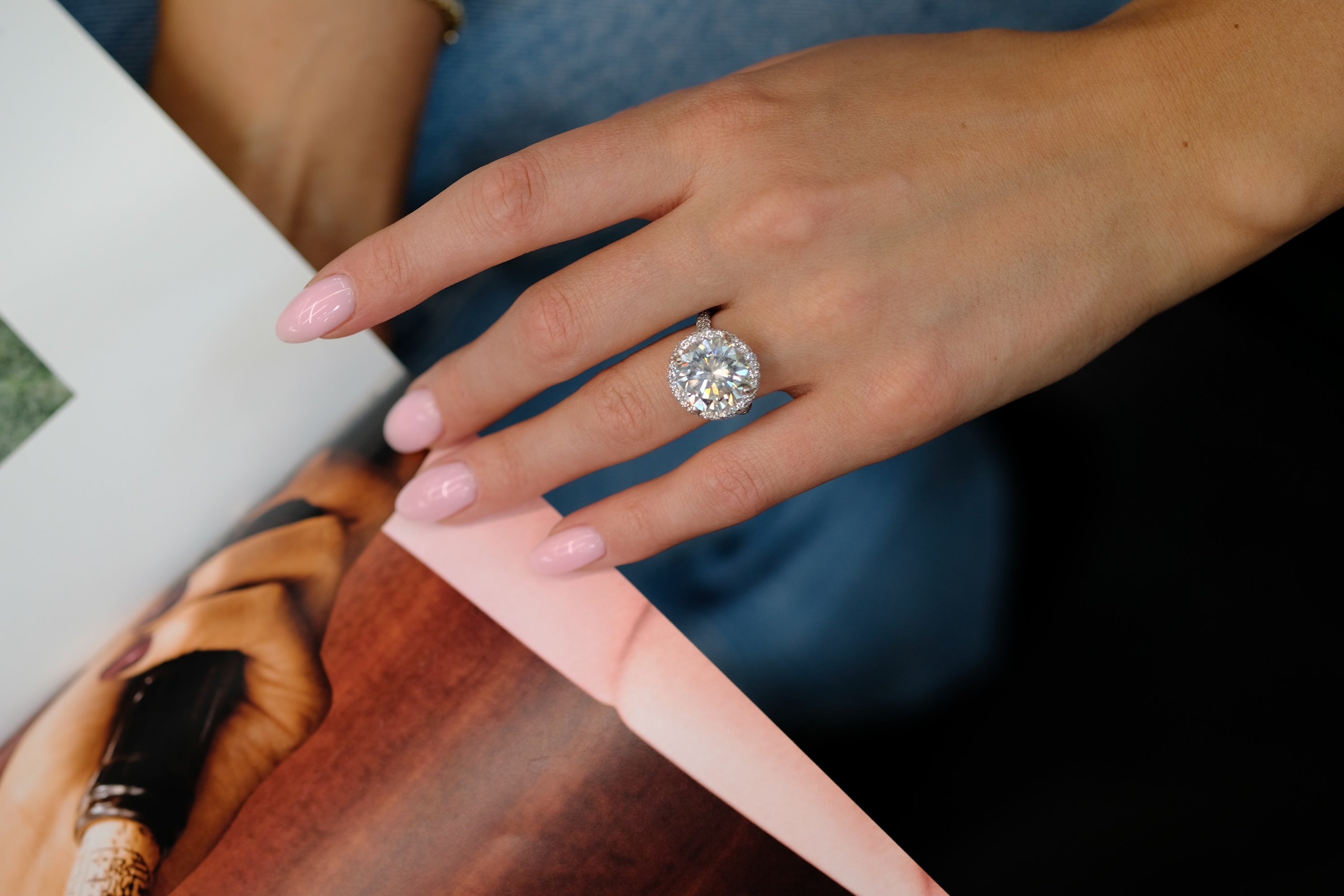 9 carat Round Diamond Halo Engagement Ring - The Back Vault