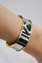 Marina B. 18K Yellow Gold Green Emerald And Diamond Cuff Bracelet