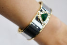 Marina B. 18K Yellow Gold Green Emerald And Diamond Cuff Bracelet