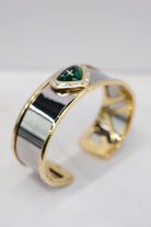 Marina B. 18K Yellow Gold Green Emerald And Diamond Cuff Bracelet