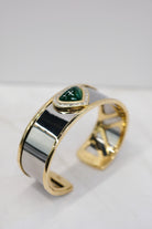 Marina B. 18K Yellow Gold Green Emerald And Diamond Cuff Bracelet