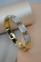 David Webb Platinum & 18K Yellow Gold Stitch Round Diamond Bangle Bracelet