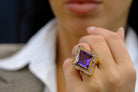 David Webb 18K Yellow Gold Purple Amethyst Rhombus Ring