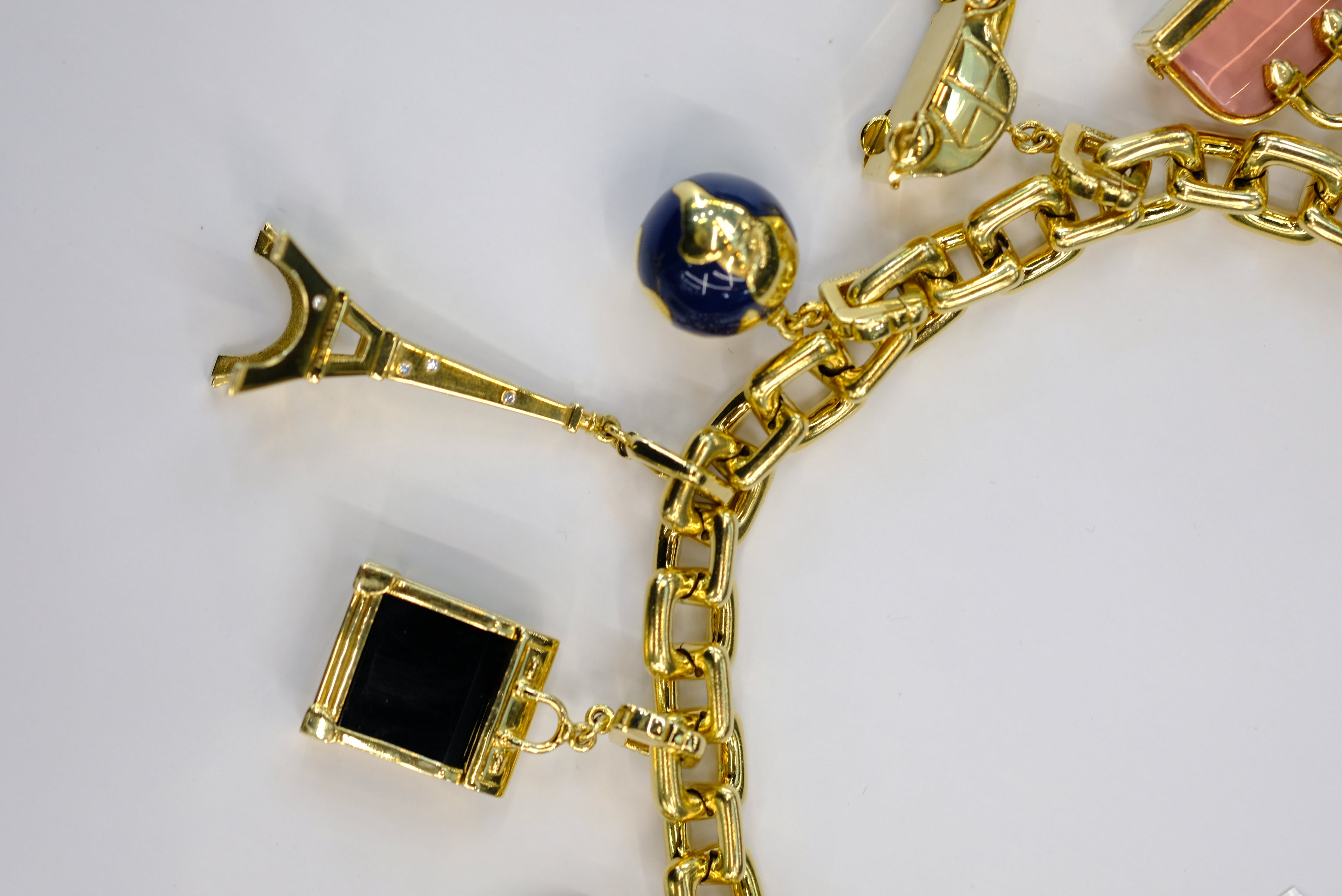 Louis Vuitton 18K Yellow Gold 8 Charm Padlock, Efel Tower, Keys
