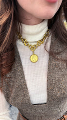 David Webb Coin Platinum & 18K Yellow Gold Hammered Coin Necklace