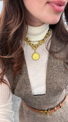 David Webb Coin Platinum & 18K Yellow Gold Hammered Coin Necklace