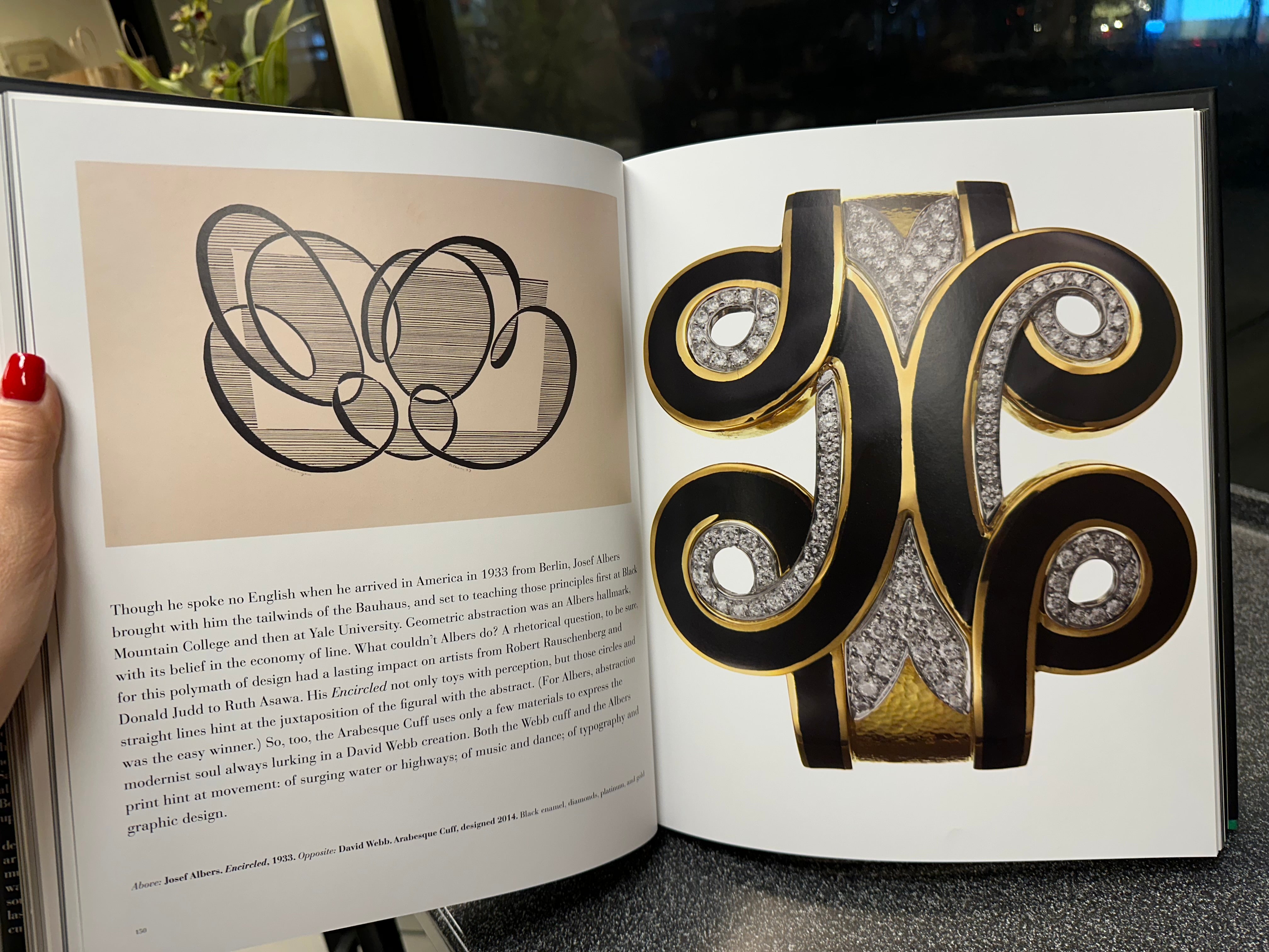 David Webb Platinum & 18K Yellow Gold Arabesque Black Enamel Diamond Cuff Bangle Bracelet