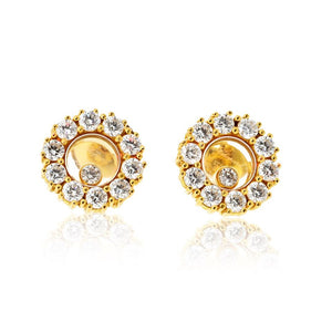 Chopard 18K Yellow Gold Happy Diamond Round 1.20cttw Stud Earrings