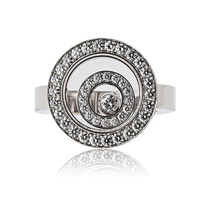 Chopard 18K White Gold Happy Spirit Double Pave Diamond Ring