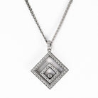 Chopard 18K White Gold 1.50cttw Happy Diamond Square Necklace