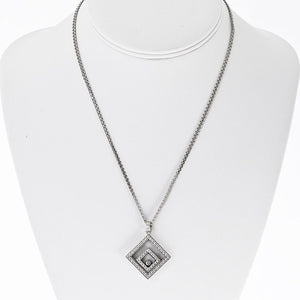 Chopard 18K White Gold 1.50cttw Happy Diamond Square Necklace