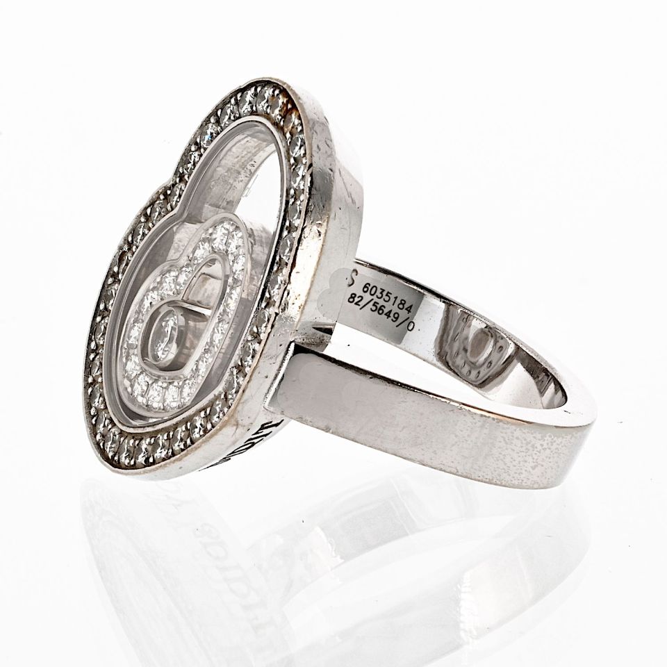 Chopard 18K White Gold Happy Spirit Heart Diamond Floating Ring