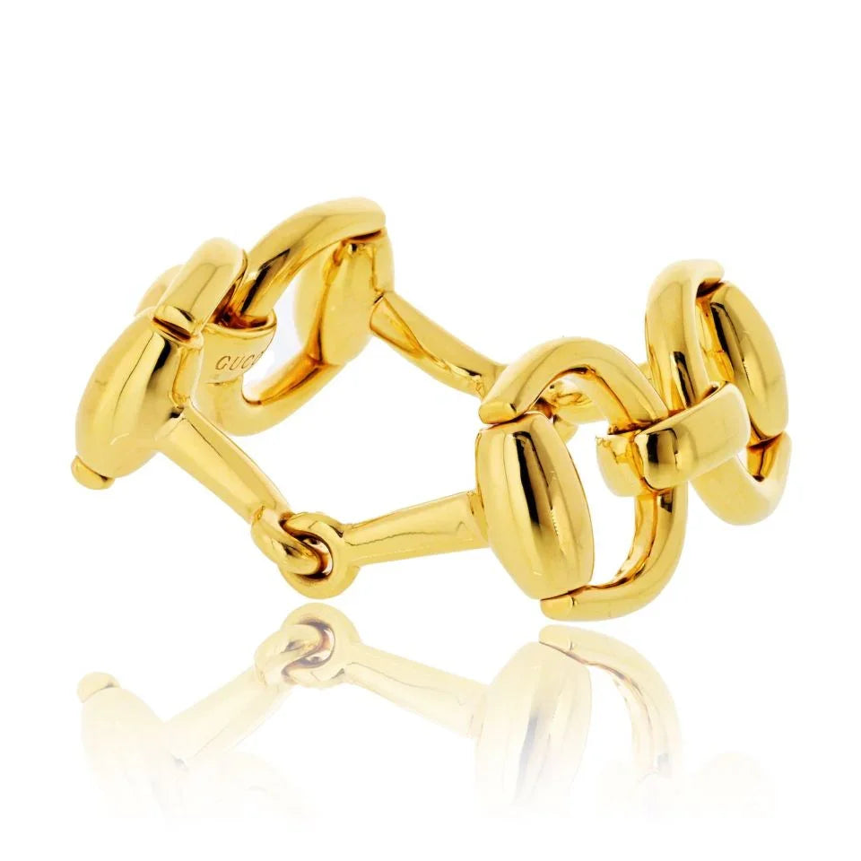 Gucci 18K Yellow Gold Horsebit Vintage Large Link Bracelet – The