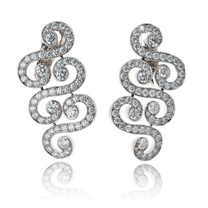 Cartier 18K White Gold Arabesque Scroll 6.50cttw Earrings