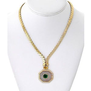 Van Cleef & Arpels 18K Yellow Gold Green emerald, Yellow Sapphire, Mother Of Pearl Necklace