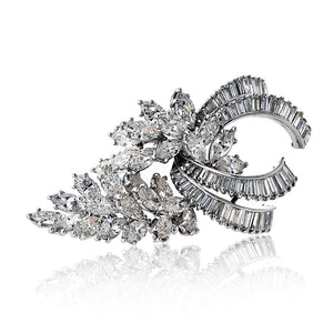 Platinum 18.00cttw Diamond Marquise And Baguette Cuts Brooch