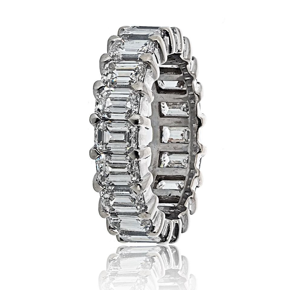 14K White Gold 7.00cttw Emerald Cut Diamond Eternity Band - The Back Vault