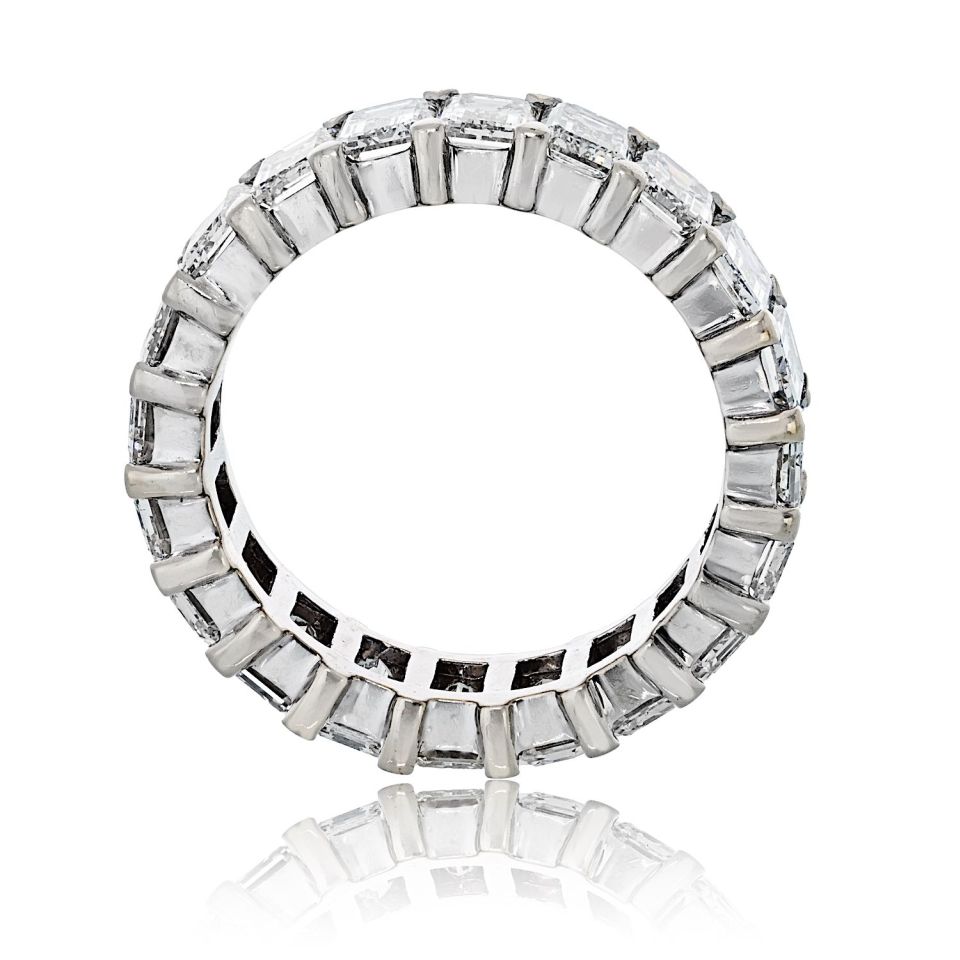 14K White Gold 7.00cttw Emerald Cut Diamond Eternity Band - The Back Vault