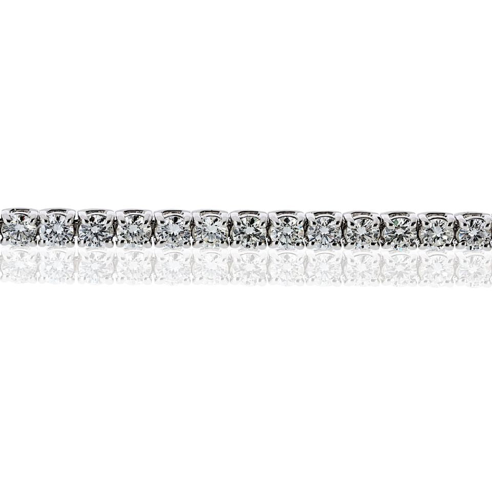 Tennis 14K White Gold 6.37cttw Round Diamond Bracelet - The Back Vault